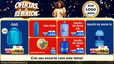 Modelo de TV para TV Horizontal com o tema Ofertas de Réveillon para Água e gás