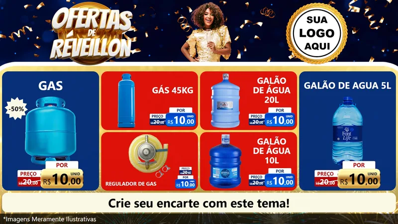 Modelo de TV para TV Horizontal com o tema Ofertas de Réveillon para Água e gás