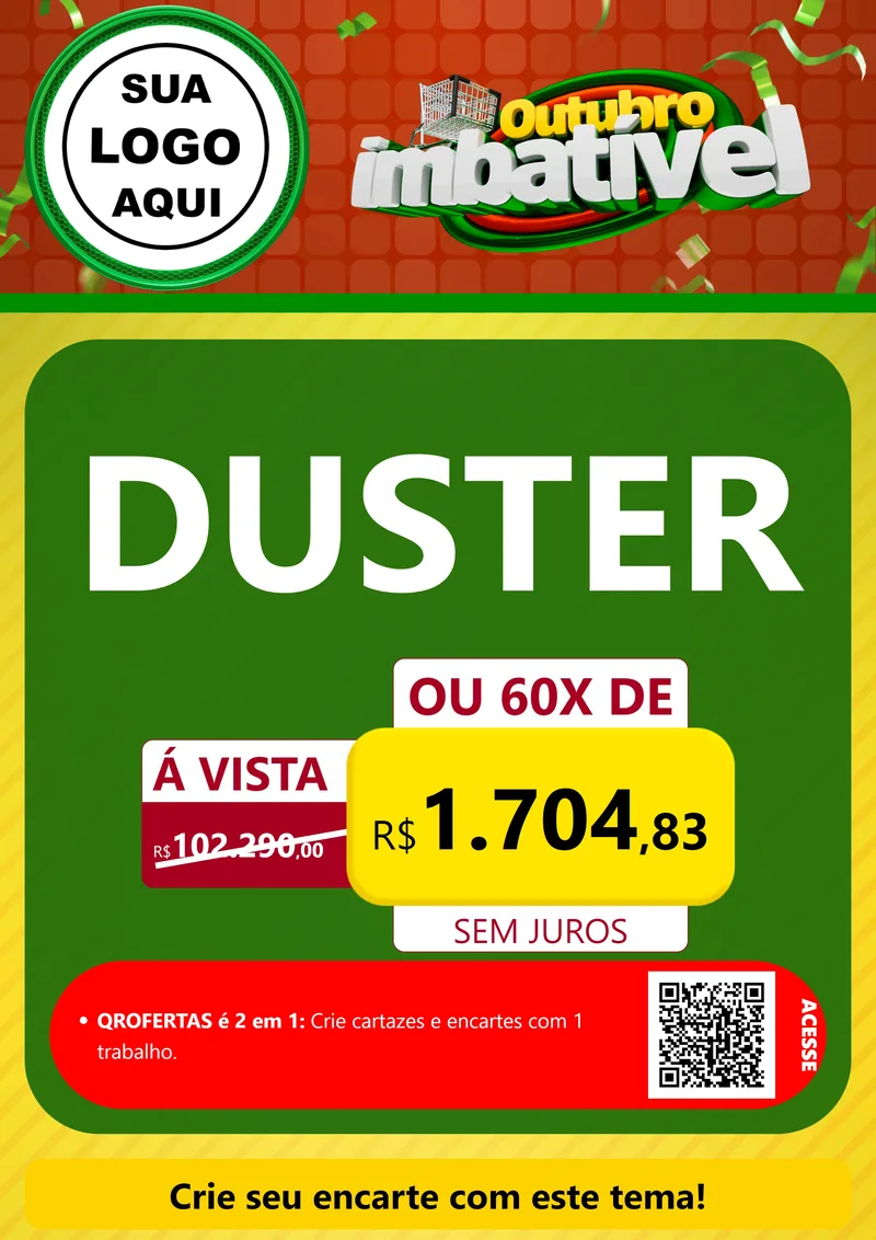 Modelo de Cartaz para Cartaz A4 Vertical com o tema Outubro Imbatível para Concessionaria de Carros
