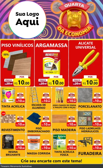 Modelo de Encarte para Encarte Grande com o tema Quarta da Economia para Material para Construção