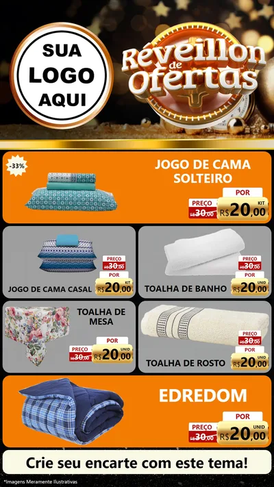 Modelo de TV para TV Vertical com o tema Réveillon de Ofertas para Cama, Mesa e Banho