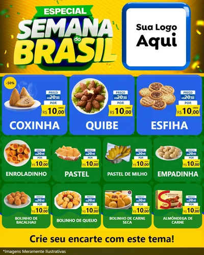 Modelo de Rede Social para Feed Instagram com o tema Especial Semana do Brasil para Salgadaria