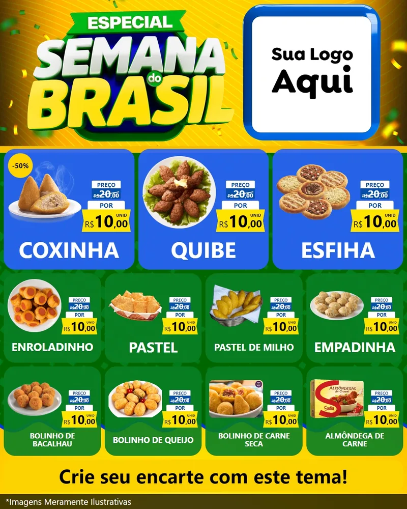 Modelo de Rede Social para Feed Instagram com o tema Especial Semana do Brasil para Salgadaria