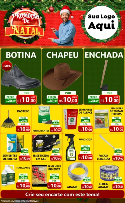 Modelo de Encarte para Encarte Grande com o tema Promoção de Natal para Agropecuária