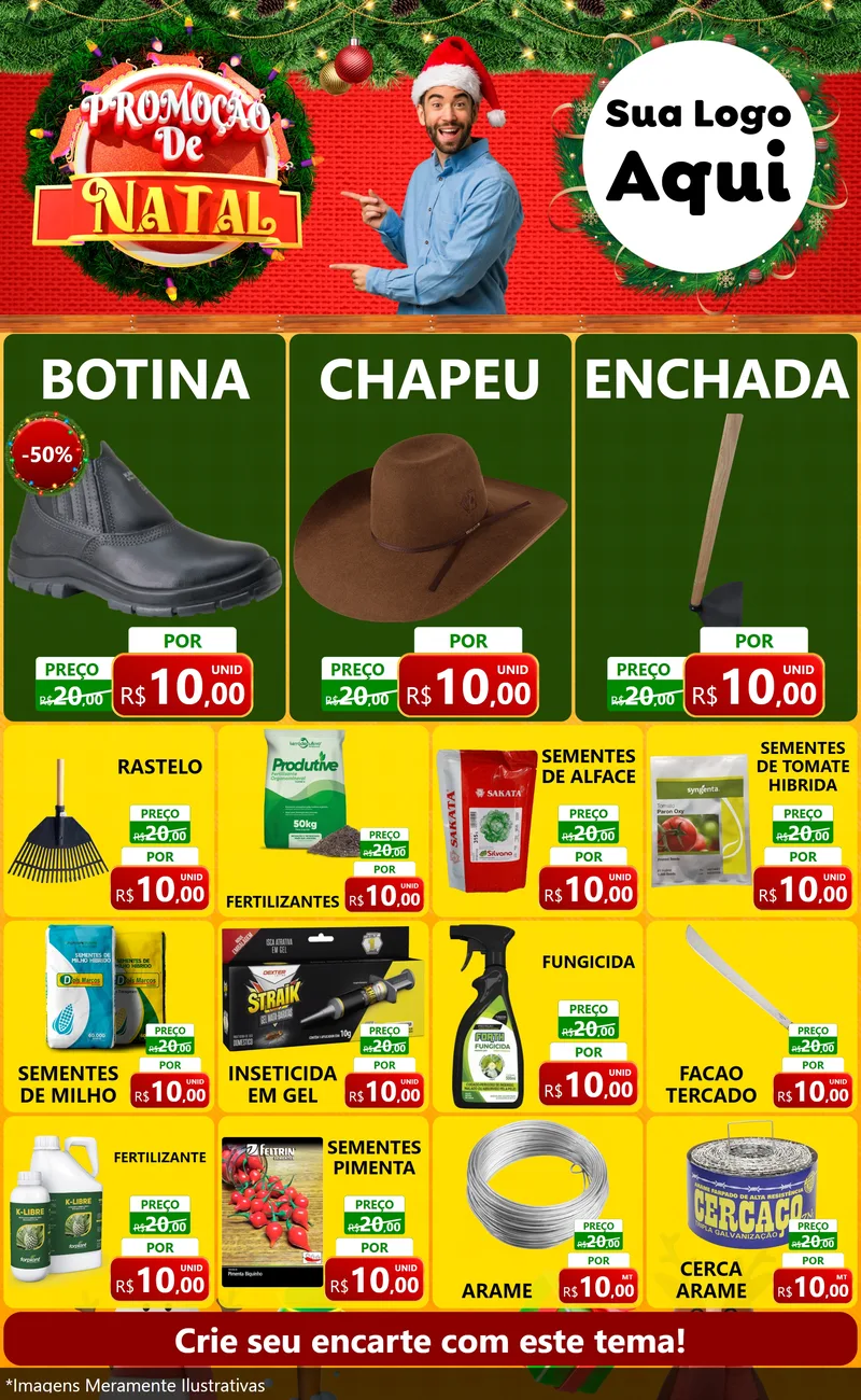 Modelo de Encarte para Encarte Grande com o tema Promoção de Natal para Agropecuária
