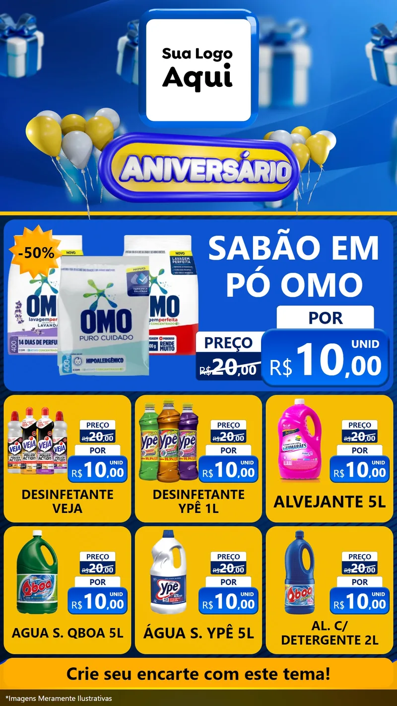 Modelo de Rede Social para Stories com o tema Aniversário para Produtos de Limpeza