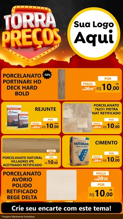 Modelo de TV para TV Vertical com o tema Torra Preços para Pisos e revestimentos