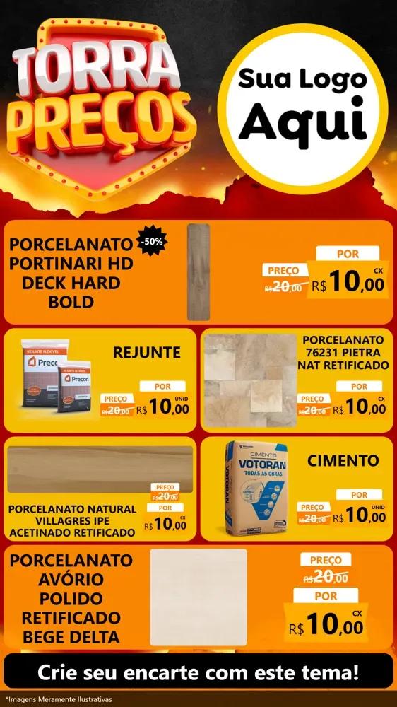 Modelo de TV para TV Vertical com o tema Torra Preços para Pisos e revestimentos