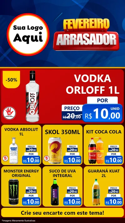 Modelo de Rede Social para Stories com o tema Fevereiro Arrasador para Distribuidora de bebidas