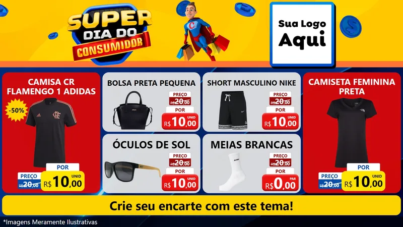 Modelo de TV para TV Horizontal com o tema Super Dia do Consumidor para Roupas e acessórios