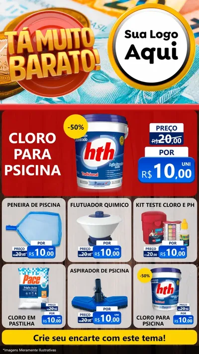 Modelo de Rede Social para Stories com o tema Está Muito Barato para Produtos para Piscina