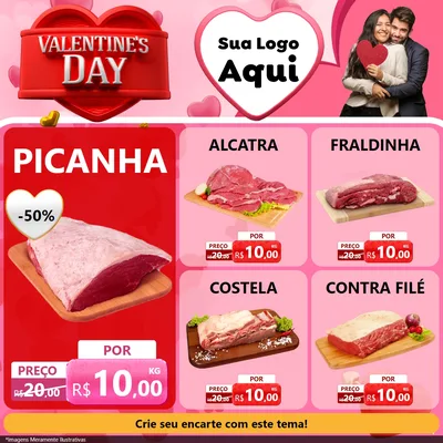 Modelo de Rede Social para Feed Facebook com o tema Valentine's Day para Açougue