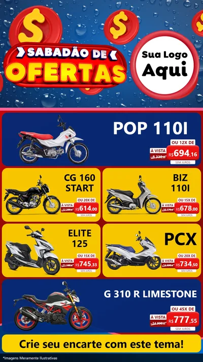 Modelo de TV para TV Vertical com o tema Sabadão de Ofertas para Concessionaria de Motos