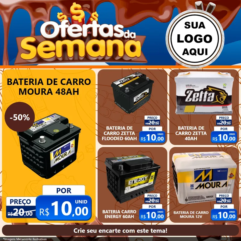 Modelo de Rede Social para Feed Facebook com o tema Ofertas da Semana - Páscoa para Baterias Elétricas