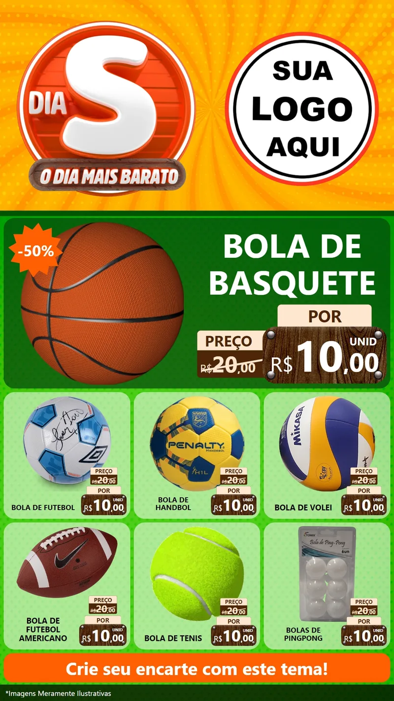 Modelo de Rede Social para Stories com o tema Dia S - O Dia Mais Barato para Artigos Esportivos