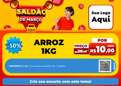 Modelo de Cartaz para Cartaz A4 Horizontal com o tema Saldão de Março para Supermercado