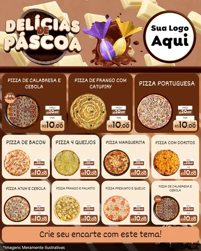Modelo de Rede Social para Feed Instagram com o tema Delícias de Páscoa para Pizzaria