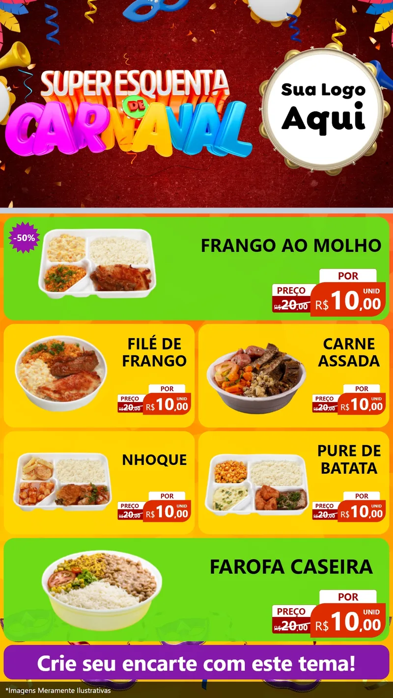 Modelo de TV para TV Vertical com o tema Super Esquenta de Carnaval para Restaurante