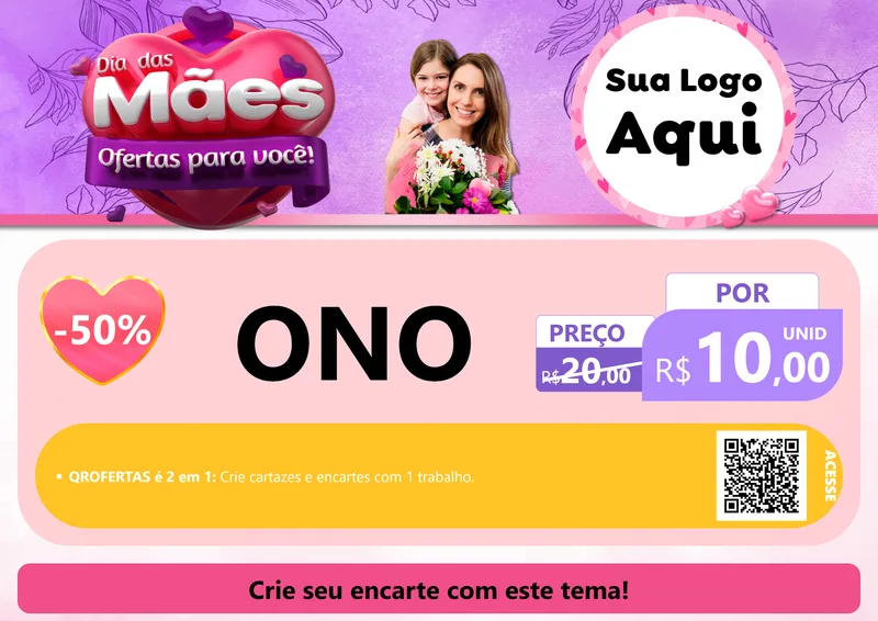 Modelo de Cartaz para Cartaz A4 Horizontal com o tema Dia das Mães Ofertas para Você! para Óticas