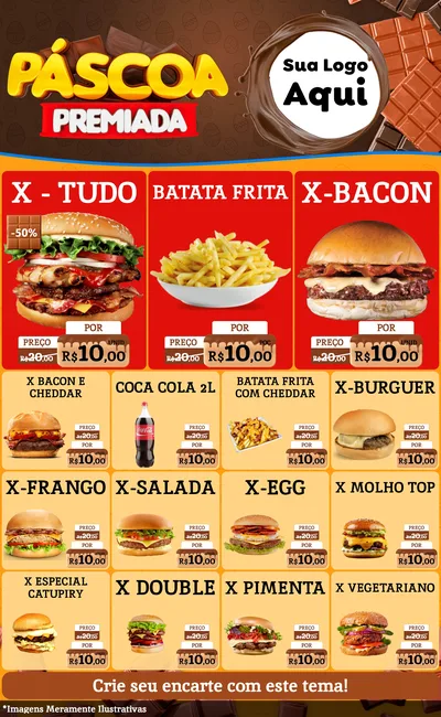 Modelo de Encarte para Encarte Grande com o tema Páscoa Premiada para Hamburgueria