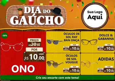 Modelo de Encarte para Encarte A4 Horizontal com o tema Dia do Gaúcho para Óticas