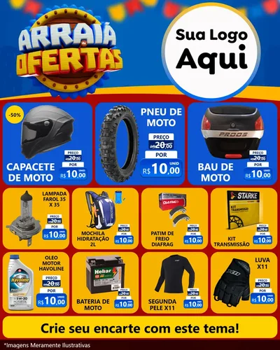 Modelo de Rede Social para Feed Instagram com o tema Arraiá de Ofertas - Junina para Moto peças