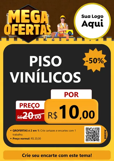 Modelo de Cartaz para Cartaz A4 Vertical com o tema Mega Ofertas para Material para Construção
