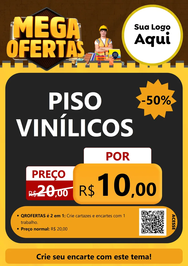 Modelo de Cartaz para Cartaz A4 Vertical com o tema Mega Ofertas para Material para Construção