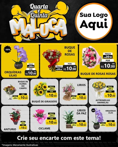 Modelo de Rede Social para Feed Instagram com o tema Quarta e Quinta Maluca para Floricultura e jardim