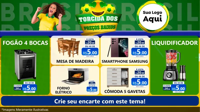 Modelo de TV para TV Horizontal com o tema Torcida dos Preços Baixos - Copa para Móveis e Eletro