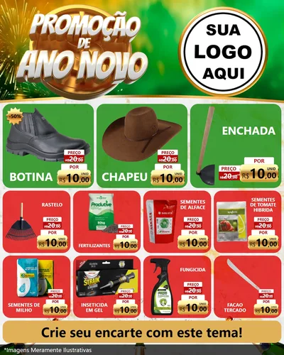 Modelo de Rede Social para Feed Instagram com o tema Promoção de Ano Novo para Agropecuária