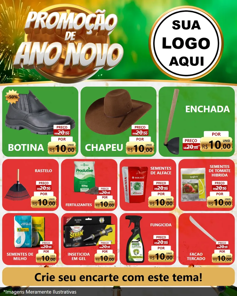 Modelo de Rede Social para Feed Instagram com o tema Promoção de Ano Novo para Agropecuária