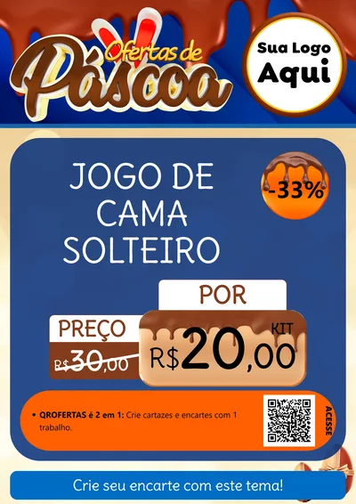 Modelo de Cartaz para Cartaz A4 Vertical com o tema Ofertas de Páscoa para Cama, Mesa e Banho