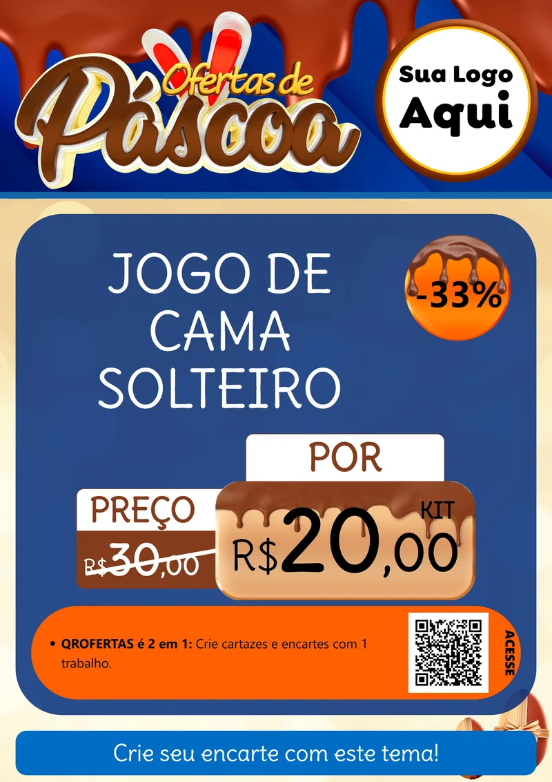 Modelo de Cartaz para Cartaz A4 Vertical com o tema Ofertas de Páscoa para Cama, Mesa e Banho