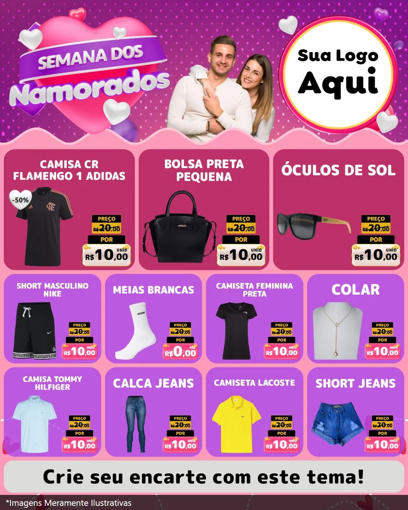 Modelo de Rede Social para Feed Instagram com o tema Semana dos Namorados para Roupas e acessórios