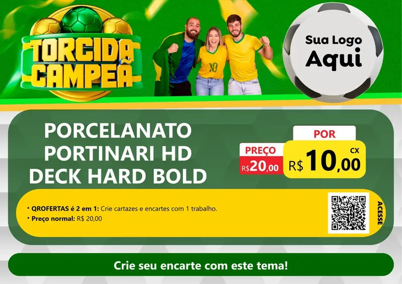 Modelo de Cartaz para Cartaz A4 Horizontal com o tema Torcida Campeã - Copa para Pisos e revestimentos