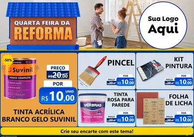 Modelo de Encarte para Encarte A4 Horizontal com o tema Quarta-feira da Reforma para Tintas e Ferramentas