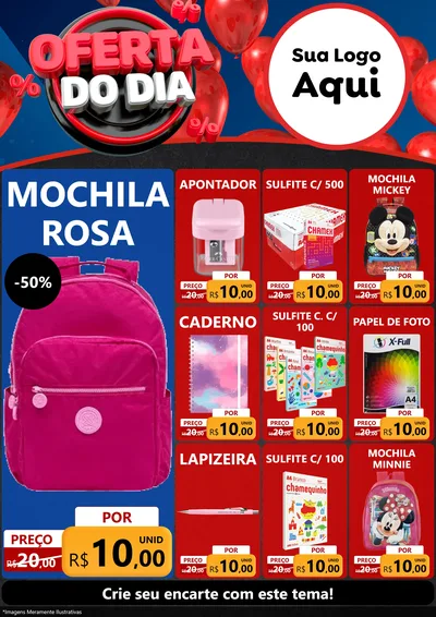 Modelo de Encarte para Encarte A4 Vertical com o tema Oferta do Dia para Papelaria