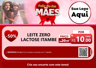 Modelo de Cartaz para Cartaz A4 Horizontal com o tema Feliz Dia Das Mães para Frios e Laticínios