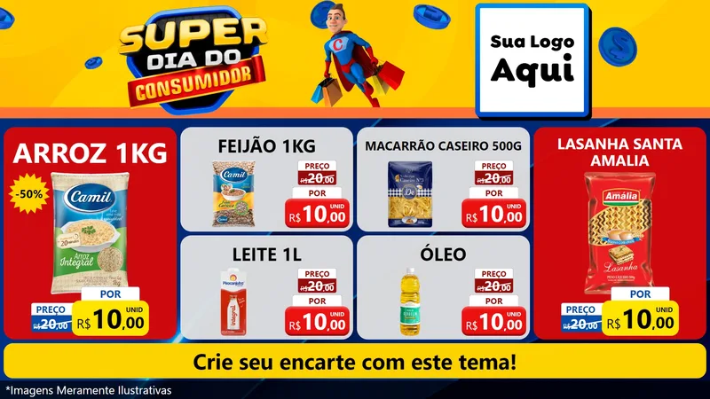 Modelo de TV para TV Horizontal com o tema Super Dia do Consumidor para Supermercado