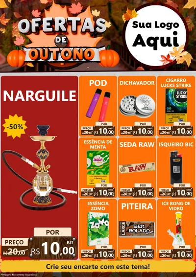 Modelo de Encarte para Encarte A4 Vertical com o tema Ofertas de Outono para Tabacaria