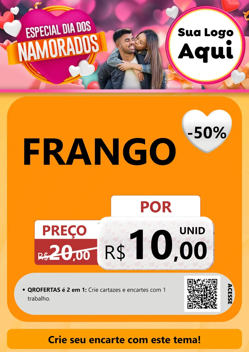 Modelo de Cartaz para Cartaz A4 Vertical com o tema Especial Dia dos Namorados para Assados
