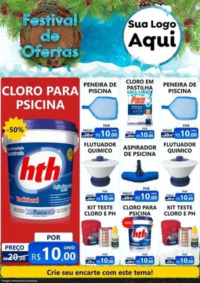Modelo de Encarte para Encarte A4 Vertical com o tema Festival de Ofertas - Inverno para Produtos para Piscina