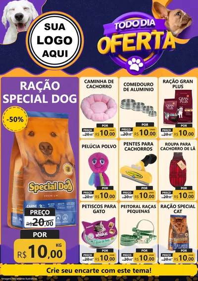 Modelo de Encarte para Encarte A4 Vertical com o tema Todo Dia Oferta - Pet Shop para Pet Shop