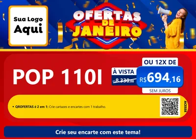 Modelo de Cartaz para Cartaz A4 Horizontal com o tema Ofertas de Janeiro para Concessionaria de Motos