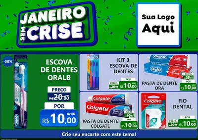 Modelo de Encarte para Encarte A4 Horizontal com o tema Janeiro Sem Crise para Higiene Pessoal