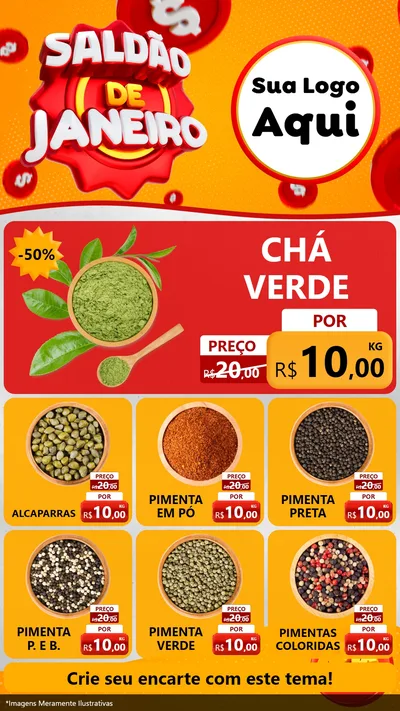 Modelo de Rede Social para Stories com o tema Saldão de Janeiro para Produtos Naturais