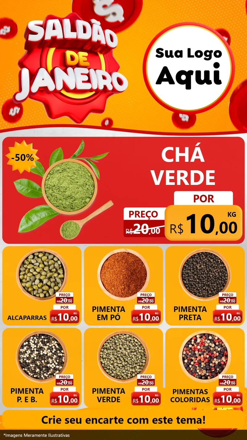 Modelo de Rede Social para Stories com o tema Saldão de Janeiro para Produtos Naturais