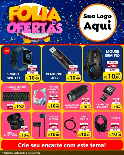Modelo de Rede Social para Feed Instagram com o tema Folia de Ofertas para Informática