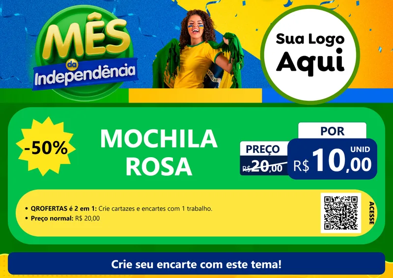 Modelo de Cartaz para Cartaz A4 Horizontal com o tema Mês da Independência para Papelaria